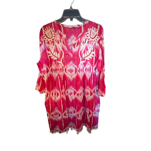 Tie-Dye Tunic With Embroidered Floral Design By Soft Surroundings XL - Picture 1 of 4